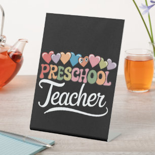 Vorschullehrer Erster Tag Groovy Zurück zur Schule Sockelschild