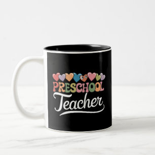 Vorschullehrer Erster Tag Groovy Zurück zur Schule Zweifarbige Tasse