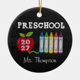 Vorschullehrer-Geschenk 2027 Namensschmuck Keramik Ornament