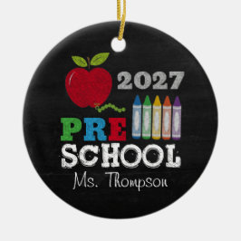 Vorschullehrer-Geschenk 2027 Namensschmuck Keramik Ornament