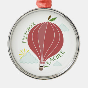 Vorschullehrer-Heißluft-Ballon Apple Silbernes Ornament