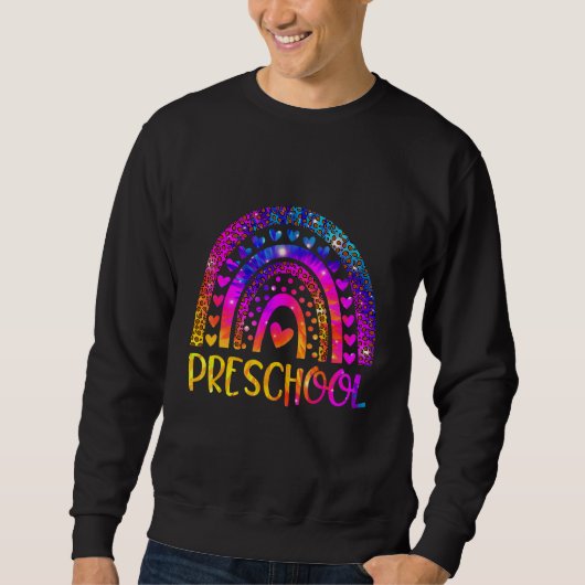 Vorschullehrer Leopard Tie Dye Regenbogen Zurück Z Sweatshirt (Vorderseite)