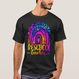 Vorschullehrer Leopard Tie Dye Regenbogen Zurück Z T-Shirt