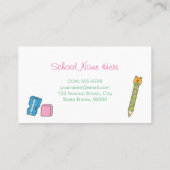 Vorschullehrer Niedliche Bleistift-Illustrationen Visitenkarte (Rückseite)