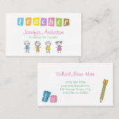 Vorschullehrer Niedliche Bleistift-Illustrationen Visitenkarte (Vorne/Hinten)