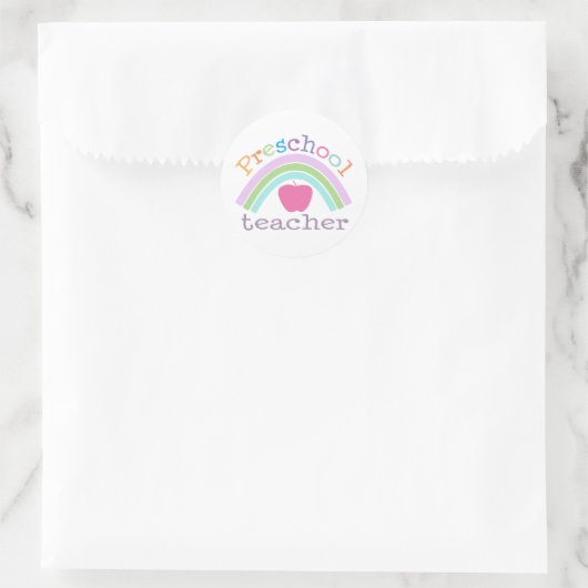 Vorschullehrer Rainbow Runder Aufkleber (Tasche)