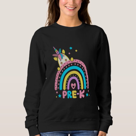 Vorschullehrer Regenbogen-Leopard Zurück zur Schu Sweatshirt (Vorderseite)