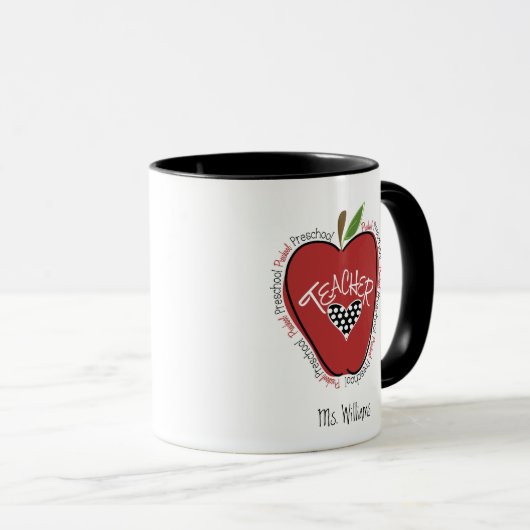 Vorschullehrer-Rot Apple Tasse (VorderseiteRechts)