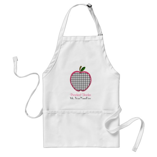 Vorschullehrer-Schürze - Holzkohlen-Gingham Apple Schürze (Vorne)