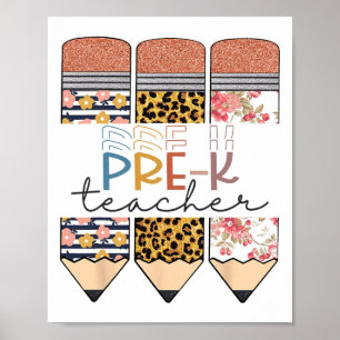Vorschullehrer Spaß Leopard Bleistift Glücklicher Poster