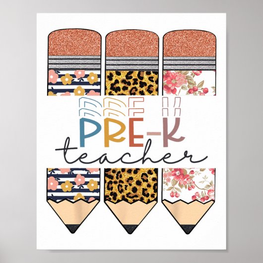 Vorschullehrer Spaß Leopard Bleistift Glücklicher Poster (Vorne)