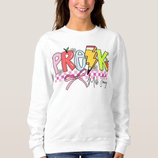 Vorschullehrer Spaß und farbenfroh behaglich Sweatshirt (Vorderseite)