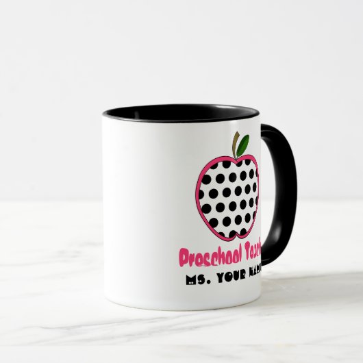 Vorschullehrer-Tasse - Polka-Punkt Apple Tasse (VorderseiteRechts)