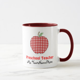 Vorschullehrer-Tasse - roter Gingham Apple Tasse