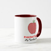 Vorschullehrer-Tasse - roter Gingham Apple Tasse (VorderseiteRechts)