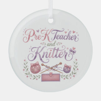 Vorschullehrer und Stricker Porzellan-Ornament Ornament Aus Glas
