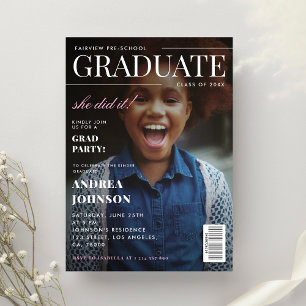 Vorschulmädchen-Abschluss-Kind-Magazin-Cover Einladung