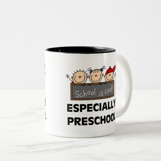 Vorschulschule ist cool zweifarbige tasse (VorderseiteRechts)