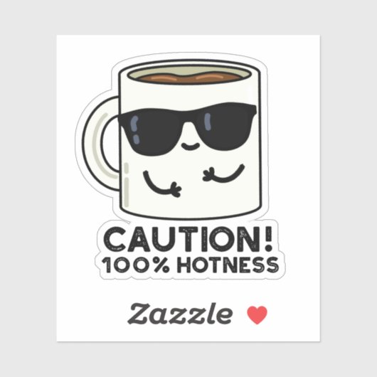 Vorsicht 100% Hotness Funny Coffee Pun Aufkleber (Blatt)