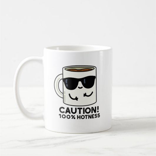 Vorsicht 100% Hotness Funny Coffee Pun Kaffeetasse (Links)