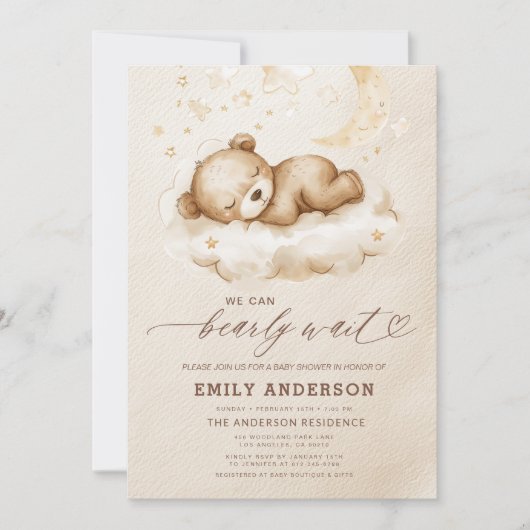 Vorsicht Abwarten Beige Geschlecht neutrale Babydu Einladung (Vorderseite)