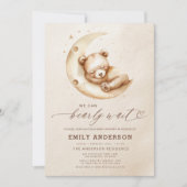 Vorsicht Abwarten Beige Geschlecht neutrale Babydu Einladung (Vorderseite)