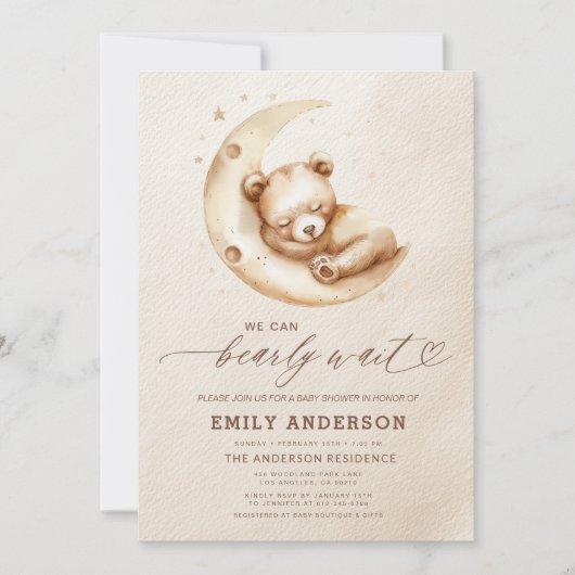 Vorsicht Abwarten Beige Geschlecht neutrale Babydu Einladung (Vorderseite)