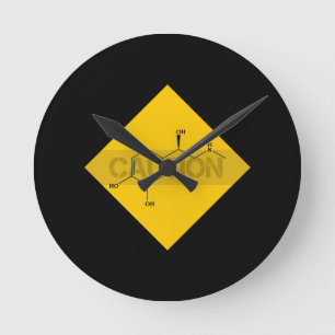 Vorsicht: Adrenalin. Runde Wanduhr