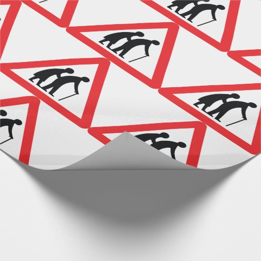 VORSICHT ältere Menschen - BRITISCHES Geschenkpapier (Ecke)