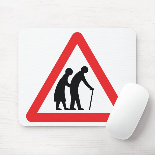 VORSICHT ältere Menschen - BRITISCHES Mousepad (Mit Mouse)