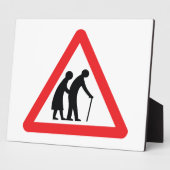 VORSICHT Ältere Menschen - Verkehrszeichen im Vere Fotoplatte (Seite)