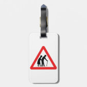 VORSICHT Ältere Menschen - Verkehrszeichen im Vere Gepäckanhänger (Rückseite vertikal)