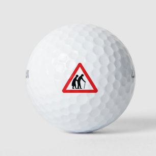 VORSICHT Ältere Menschen - Verkehrszeichen im Vere Golfball