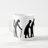 VORSICHT Ältere Menschen - Verkehrszeichen im Vere Kaffeetasse (Vorderseite Links)