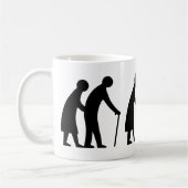 VORSICHT Ältere Menschen - Verkehrszeichen im Vere Kaffeetasse (Links)