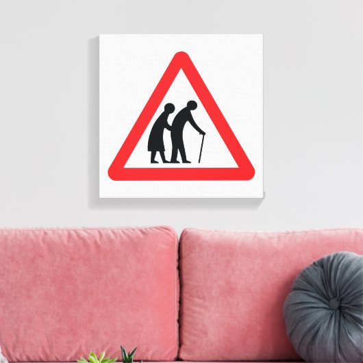 VORSICHT Ältere Menschen - Verkehrszeichen im Vere Leinwanddruck (Insitu (Wohnzimmer))