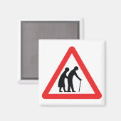 VORSICHT Ältere Menschen - Verkehrszeichen im Vere Magnet (Vorderseite/Rückseite)