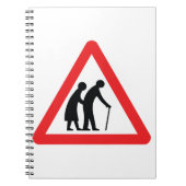 VORSICHT Ältere Menschen - Verkehrszeichen im Vere Notizblock (Vorderseite)