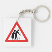 VORSICHT Ältere Menschen - Verkehrszeichen im Vere Schlüsselanhänger (Rückseite)