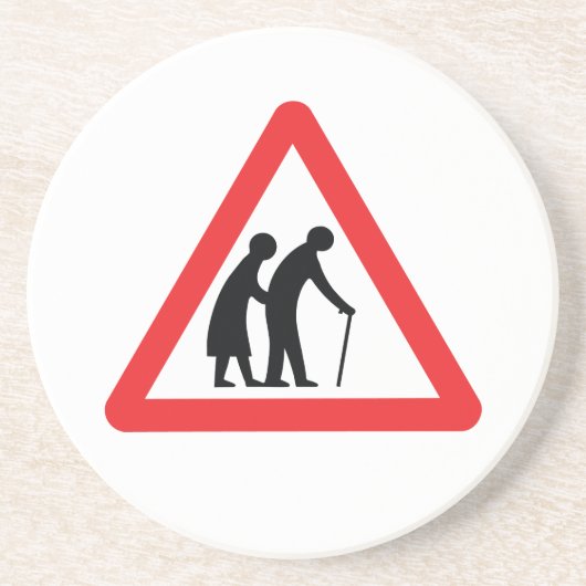 VORSICHT Ältere Menschen - Verkehrszeichen im Vere Untersetzer (Vorne)