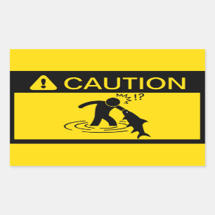Vorsicht: Angriffsfisch Rechteckiger Aufkleber