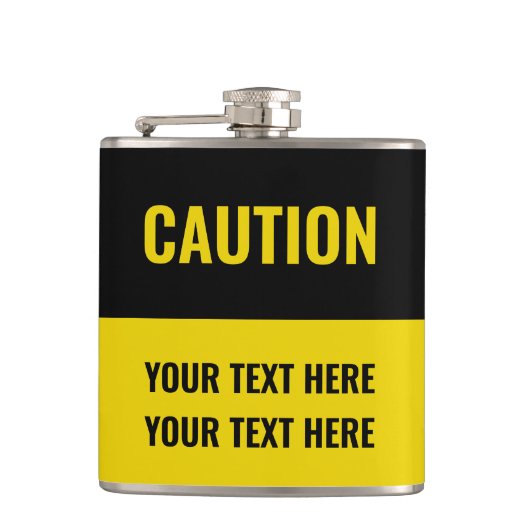 Vorsicht anpassen Gelb zeichnen Flachmann (Vorderseite)