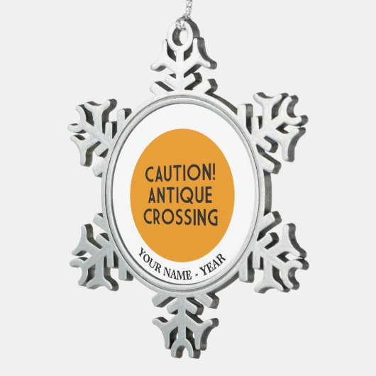 Vorsicht! Antike Überfahrt Schneeflocken Zinn-Ornament (Rechts)