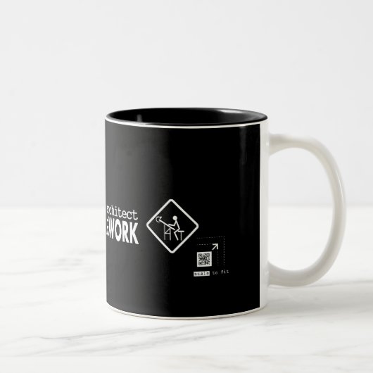 Vorsicht-Architekt bei der Arbeit Zweifarbige Tasse (Rechts)