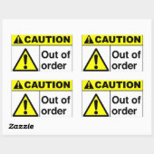 VORSICHT außer Betrieb Rechteckiger Aufkleber (Blatt)