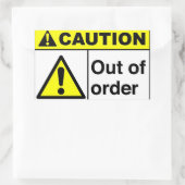 VORSICHT außer Betrieb Rechteckiger Aufkleber (Tasche)