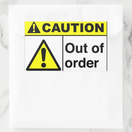 VORSICHT außer Betrieb Rechteckiger Aufkleber (Tasche)