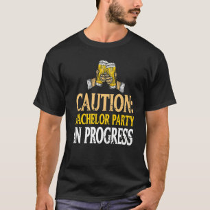 Vorsicht Bachelor Party in Arbeit Funny Retro Pre T-Shirt