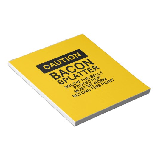Vorsicht Bacon Spritzer Notizblock (angewinkelt)
