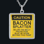 Vorsicht Bacon Spritzer Sterling Silberkette<br><div class="desc">Bacon Liebhaber werden hier mit unseren feinen, skurrilen Sammlungen, die auf Hunderten von großartigen Geschenken erhältlich sind, bestens bedient. Holen Sie sich dieses Bacon themed Geschenk für sich selbst oder für jemanden, der auf Ihrer Liste. Verwenden Sie den Link "Diesen Designer Gefragt", um uns mit Ihren speziellen Designanfragen oder für...</div>
